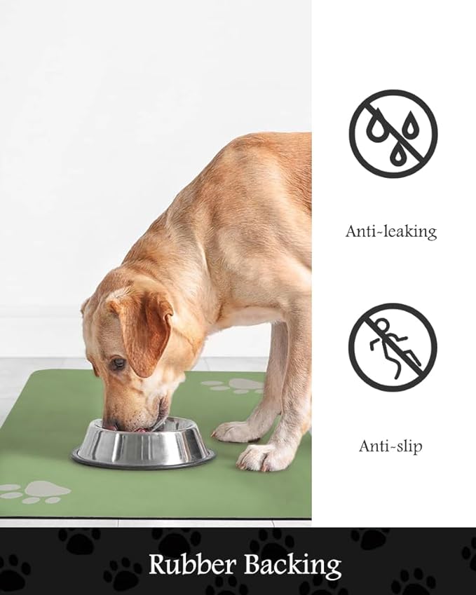 Pet Feeding Mat-Absorbent Dog Mat for Food and Water Bowl-No Stains Quick Dry Dog Water Dispenser Mat-Dog Accessories Pet Supplies-Dog Water Bowl for Messy Drinkers