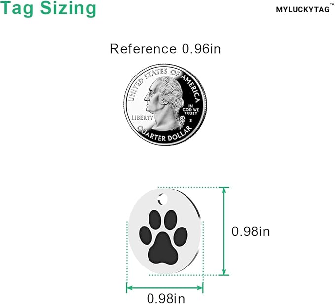 MYLUCKYTAG Stainless Steel QR Code Pet ID Tags Cat Tags - Pet Online Profile - Scan QR Receive Instant Pet Location Alert Email