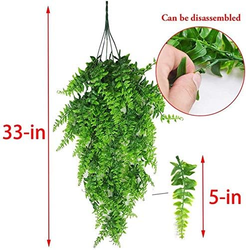 PINVNBY Reptile Plants Hanging Fake Vines Boston Climbing Terrarium Plant with Suction Cup for Bearded Dragons Lizards Geckos Snake Pets Hermit Crab and Tank Habitat Decorations (4 Pack)