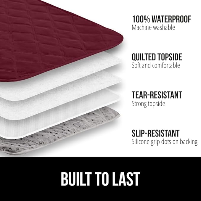 Gorilla Grip 100% Waterproof Dog Blanket, Pet Friendly Throw Essential for Small Dogs, Tear and Slip Resistant Leakproof Washable Couch Cushion Protector Cover for Indoor Furniture, 30x70 Burgundy