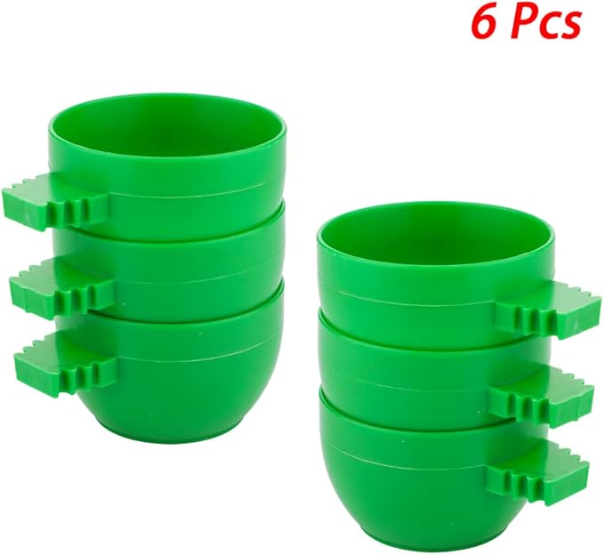 6 Pcs Bird Mini Plastic Feeder Parrot Small Food Water Bowl Cage Sand Cup Feeding Holder