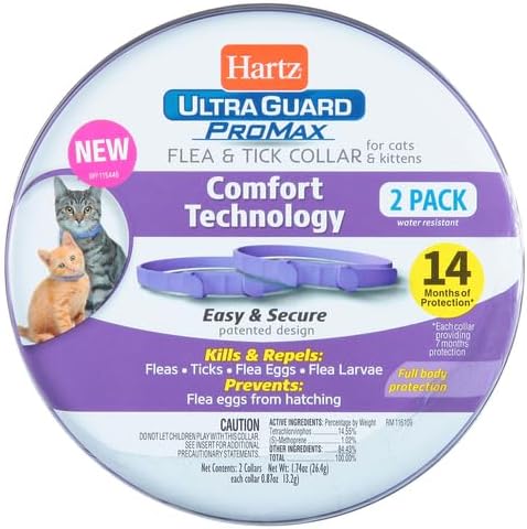 Hartz UltraGuard ProMax Flea & Tick Collar for Cats I 14 Months Protection I Soft & Comfortable | Flea & Tick Prevention I 2 Pack