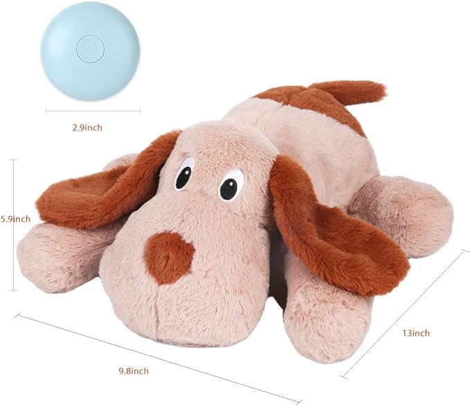 Puppy Heartbeat Toy, Dog Heartbeat Toy for Separation Anxiety Relief, Puppy Toy with Heartbeat Stuffed Animal Anxiety Calming Behavioral Aid Plush Toy for Dogs Cats Pets (Brown)