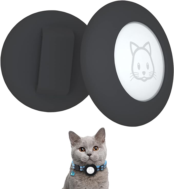 2022 Airtag Cat Collar Holder, Small Air tag Cat Collar Holder Compatible with Apple Airtag GPS Tracker, 2Pack Waterproof Case Cover for Cat Dog Pet Collar Within 3/8 inch (2 Black)