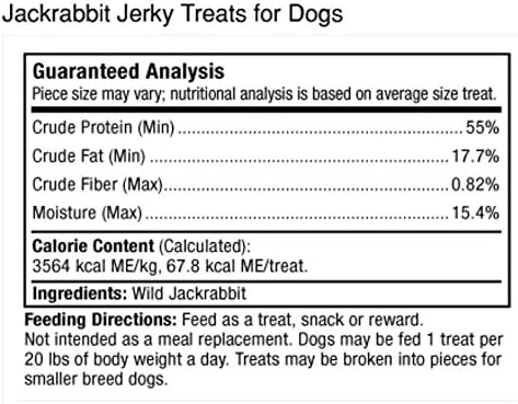 Dr. Mercola Jackrabbit Jerky for Dogs, 4 oz. (113g), Made with Wild Jackrabbit, non GMO, Gluten Free, Soy Free