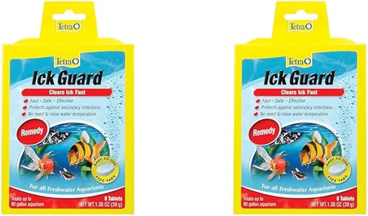 Tetra Ick Guard 8 Count, Quick Remedy for Ick in aquariums,Golds & Yellows (Pack of 2)