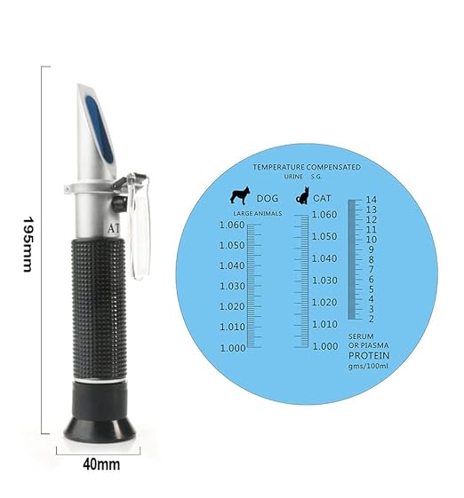 Clinical Refractometer Veterinary Hand-Held Refractometer Vet Veterinary Medicine RHC-300 Serum Protein Urine Density for pet Dog (Large Animal) and cat