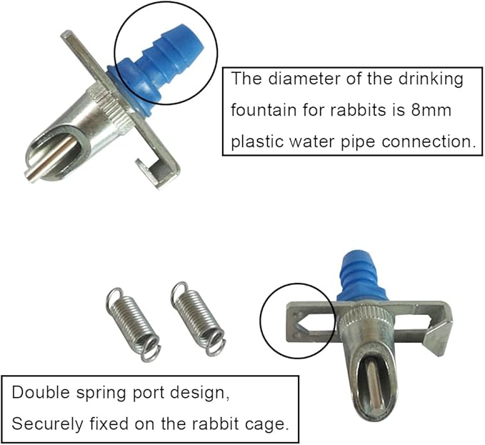 Automatic Rabbit Watering System Kit, Rodent Poultry Watering System Bucket Connector Include 10 Nipple Drinker Feeders,ID 5/16'' Hose,Barb Valve Fitting to G 1/2'' Thread Connector