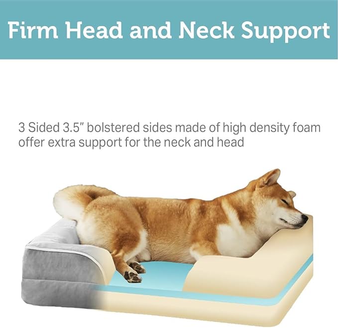 Friends Forever Orthopedic Dog Bed, Bolster Dog Bed with Memory Foam Dog Couch Sofa and Removable Washable Cover, Ally Grey, 28x23x6.5