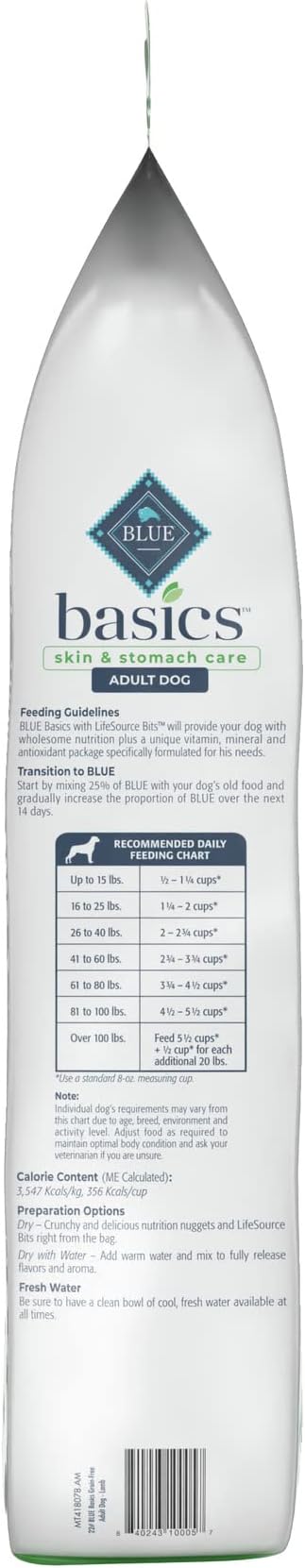 Blue Buffalo Basics Grain-Free Dry Dog Food for Adult Dogs, Limited Ingredient Diet, Lamb Recipe, 22-lb. Bag