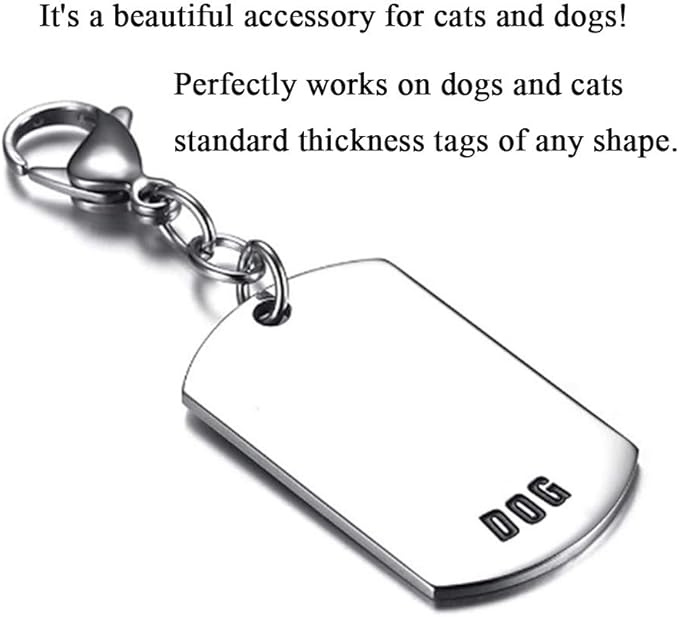 4 Sets Cat Bell for Dog Collar Charm Training Pet Pendant Accessories with 2 Pack Stainless Steel Dog Tag Clips(2 Large Silver)