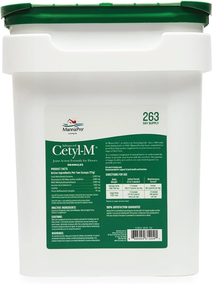 Manna Pro Cetyl-M Joint Supplement for Horses - Powered by Omega 5 Fatty Acids - 22.4 lb