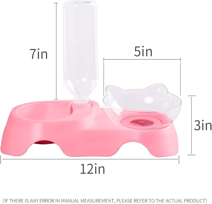 MILIFUN Double Dog Cat Bowls - Pets Water and Food Bowl Set, 15°Tilted Water and Food Bowl Set with Automatic Waterer Bottle for Small or Medium Size Dogs Cats