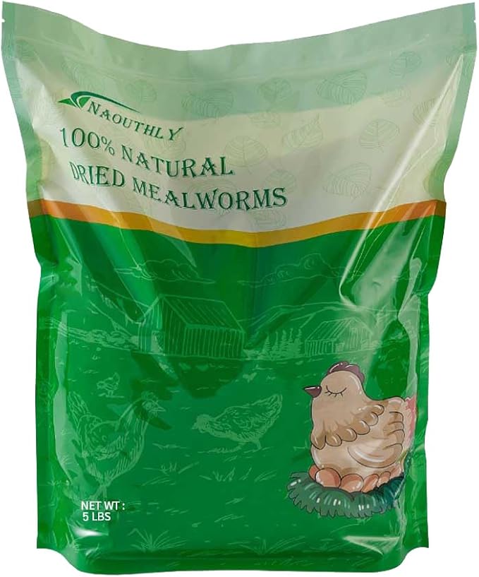 5lbs Dried Mealworms - Premium Non-GMO Chicken Feed, Nutritious High Protein Meal Worms- Food and Treats for Laying Hens, Wild Birds, Ducks, Chicken