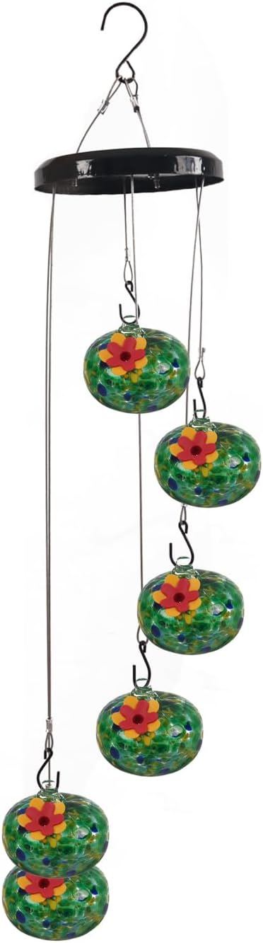 Charming Wind Chimes Hummingbird feeders for Outdoors Hanging ant and bee Proof Never Leak Perfect Garden Decor for Outside (JH-05)