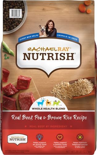 Rachael Ray Nutrish Premium Natural Dry Dog Food with Added Vitamins, Minerals & Taurine, Real Beef, Pea, & Brown Rice Recipe, 28 Pounds (Packaging May Vary)