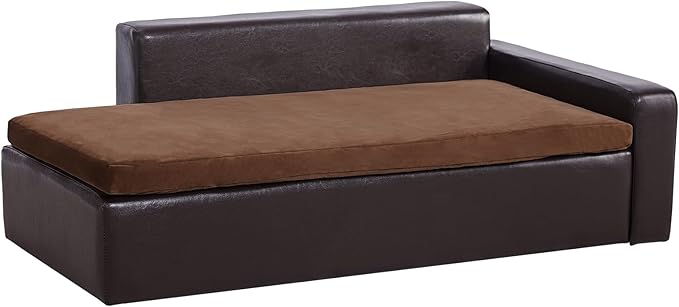 VEVOR Pet Sofa, Dog Couch for Large-Sized Dogs and Cats, Soft Leather Dog Sofa Bed, 110 lbs Loading Cat Sofa, Black