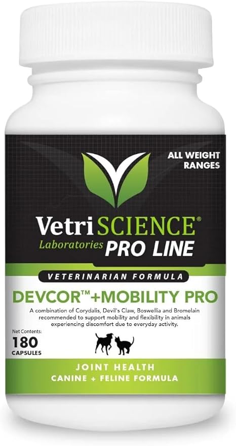 VETRISCIENCE Pro DevCor + Mobility Pro Supplement - Dog+ Cat, 180 Capsules