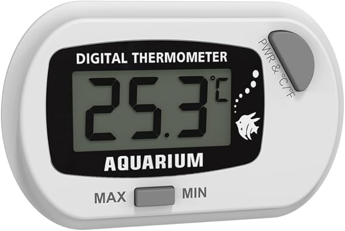 Stick-On Fish Tank Thermometer Reptile Thermometer Hygrometer Digital Thermometer Aquarium Thermometer Reptile Thermometer with MAX/MIN LCD Display Terrarium Water Temperature Test (White Gray)