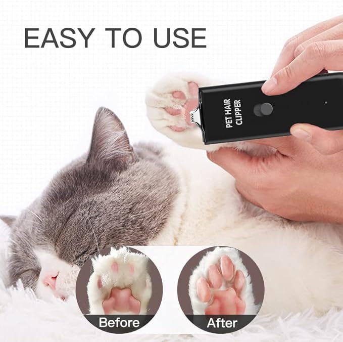 Feet Hair Trimmer, Dog Clippers,Quiet Washable USB Rechargeable Cordless Dog Grooming Kit,Electric Pets Hair Trimmers Shaver Shears for Dogs and Cats Black