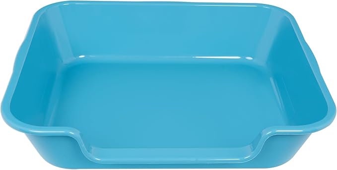 2 Pack Extra Large Dog Litter Box Pan Tray (ABS Material), Low Entry Jumbo Senior Litter Boxes for Multiple Kitten Big Cats, Pet Safe Indoor Dog Potty (Light Blue, 24" L x 20" W)