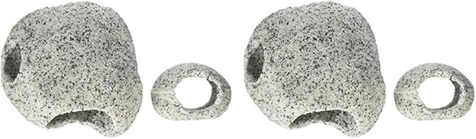 Penn-Plax Deco-Replicas Granite Aquarium Ornament & Hideaway 2 Piece Set – Realistic Stone Appearance – Safe for Freshwater and Saltwater Tanks – Small & Medium (RR1074) (Pack of 2)