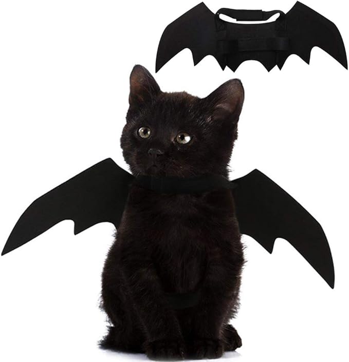 Pet Cat Bat Wings for Halloween Party Decoration, Puppy Collar Leads Cosplay Bat Costume,Cute Puppy Cat Dress Up Accessories