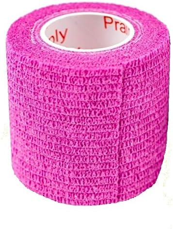 2 Inch Vet Wrap Tape Bulk (Fuchsia) (Pack of 24) Self Adhesive Adherent Adhering Flex Bandage Grip Roll for Dog Cat Pet Horse