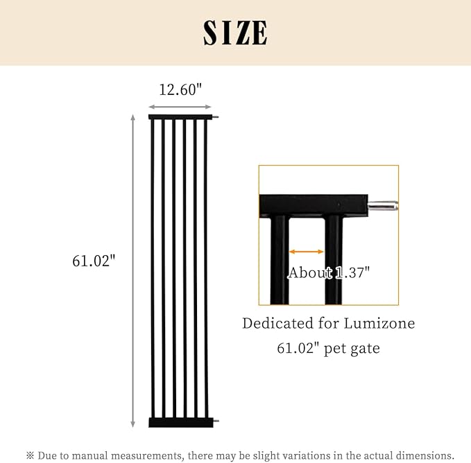 Extra Tall Pet Gate 55.12" High Pressure Mounted 12.60" Wide Extension kit 1.37" Gap (12.60", Black)
