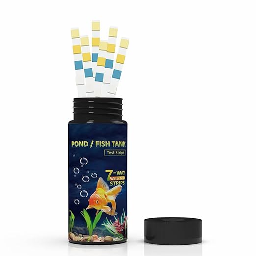 7-in-1 Aquarium Test Strips - 50 Strips Fish Tank and Pond Water Quality Test Kit for Carbonate, pH, Hardness, Chlorine, Alkalinity, Nitrite and Nitrate - Freshwater and Saltwater Testing