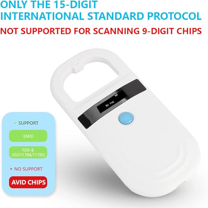 Dog Microchip Reader, Pet Microchip Scanner with OLED Display Screen, Pet Chip ID Scanner Supports FDX-B (ISO11784/11785) and EMID Microchips, for Animal Management