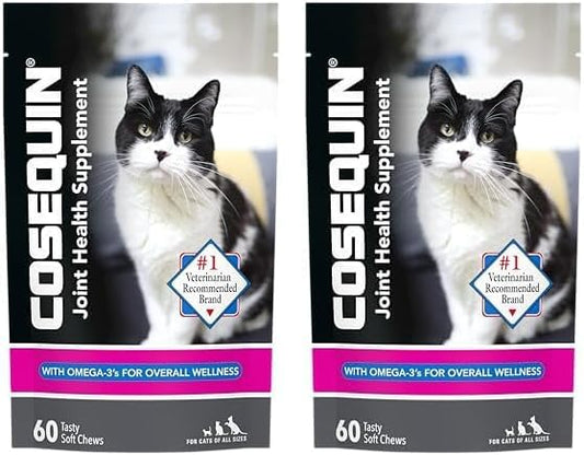 Nutramax Cosequin Joint Health Supplement for Cats - with Glucosamine, Chondroitin, and Omega-3, 60 Soft Chews (Pack of 2)