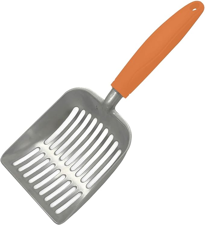 Cat Litter Scoop - Aluminum Alloy cat Litter Shovel, Suitable for All cat Litter, Metal Durable Garbage Shovel Orange