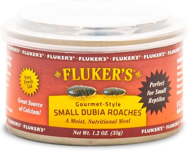 Fluker's Gourmet Canned Food for Reptiles, Fish, Birds and Small Animals, Small Dubia Roaches, 1.2 oz