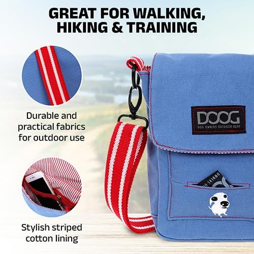 DOOG | Walkie Bag | Adjustable Shoulder Bag With Poo Bag Compartment | Navy and Red