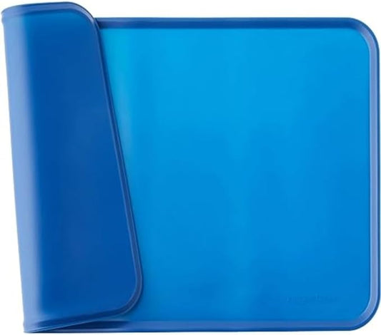 Amazon Basics Waterproof Anti-Slip Silicone Pet Food and Water Bowl Mat, Solid, 18.5 x 11.5 Inches, Blue