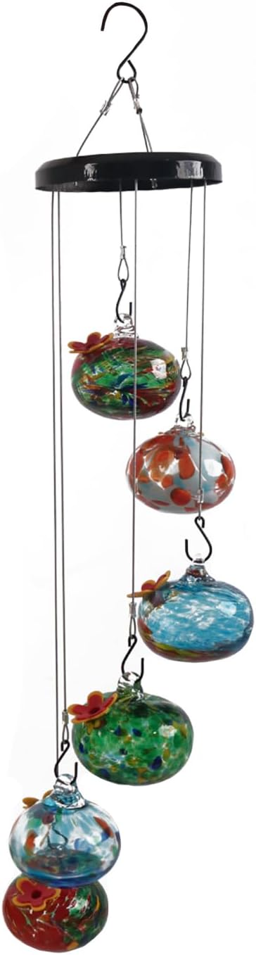 Charming Wind Chimes Hummingbird feeders for Outdoors Hanging ant and bee Proof Never Leak Perfect Garden Decor for Outside (JH-07)