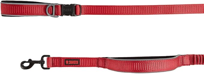 KONG Reflective Shock Absorbing Hands-Free Bungee Dog Leash 6' (Red)