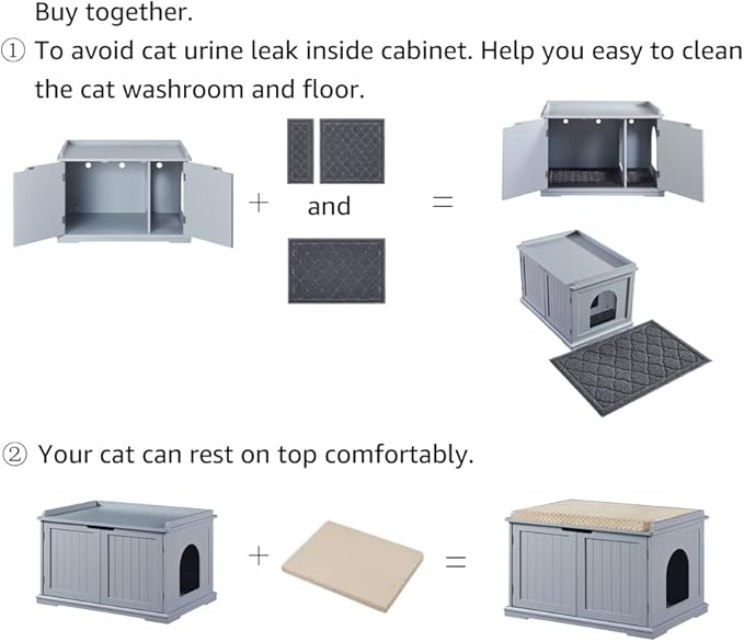 unipaws Cat Litter Box Enclosure Furniture, Cat Washroom, Hidden Litter Box Cover, Cabinet for Large Cat, Dog Proof Cat Litter Boxes, Hideaway Litter Box, Cat House, Grey