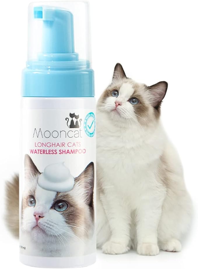 Mooncat Waterless Cat Shampoo, Licking Safe Dry Shampoo for Longhair Cats, No Rinse Foam Cat Bath, Grooming for Cat, Kitten Sensitive Skin, Paraben Free, Detangling, pH Balanced (5 oz) Shampoo ONLY