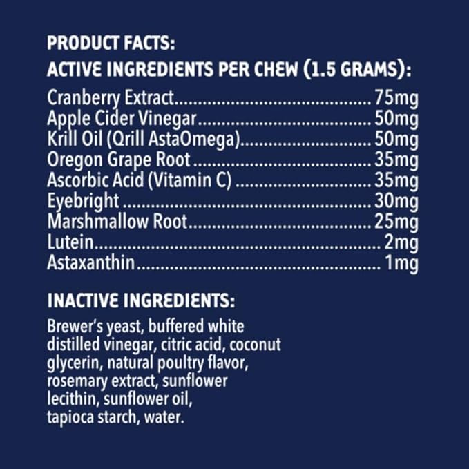 iHeartDogs Vision & Tear Stain Chews for Dogs - Dog Eye Care Supplement for Eye Moisture + Vision & Immune Support with Krill Oil, Lutein, Astaxanthin, Cranberry, Apple Cider Vinegar & Vitamin C