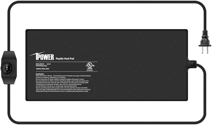 iPower 8 by 18-Inch 24 Watts Reptile Heating Mat with Temperature Controller Under Tank Warmer Terrarium Heat Pad for Reptiles and Amphibians