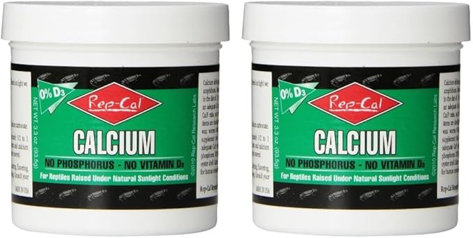 Rep-Cal 52298 Phosphorous-Free Calcium Powder Reptile/Amphibian Supplement without Vitamin D3, 4.1 oz,white (Pack of 2)