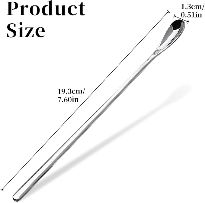 2Pcs Crested Gecko Feeding Spoon, Stainless Steels Reptile Spoon, 7.6 Inch Long Handle Crested Food Feeding Spoon for Gecko Lizard Gargoyle Bearded and Other Small Animals