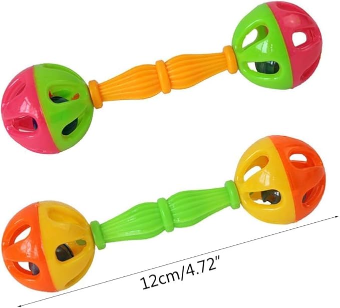 2Pcs Multi-Color Bird Parrot Toy Rattle Birds Fun Exercise Plastic Double-Headed Bell Pet Toys Dumbell Foot Toy Small and Medium Birds Foraging Foot Toy Bird Toys