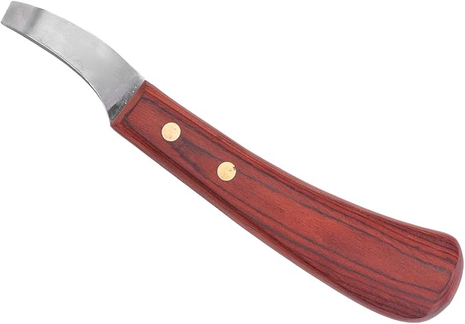 Hoof Trimmer Shears Stainless Hoof Knife Loop Oval Hoof Knife Steel Cutter Rubber Wood Handle Multipurpose