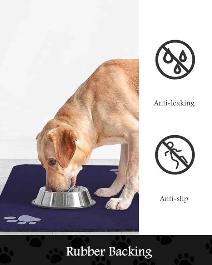 Pet Feeding Mat-Absorbent Dog Mat for Food and Water Bowl-No Stains Quick Dry Dog Water Dispenser Mat-Dog Accessories Pet Supplies-Dog Water Bowl for Messy Drinkers