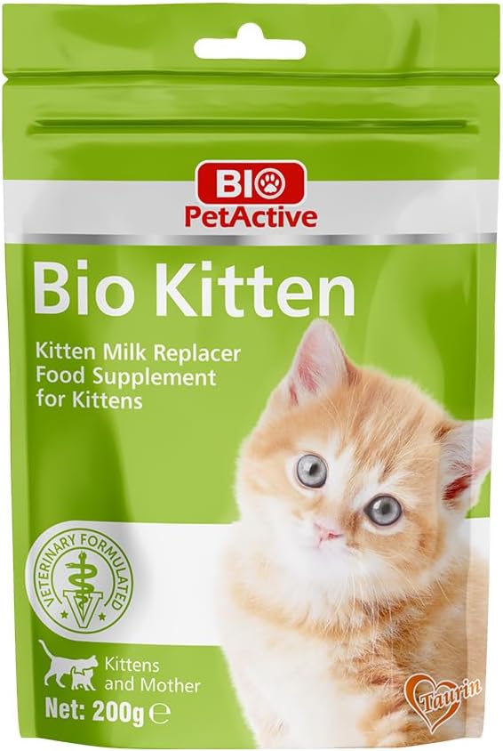 Bio Pet Active Kitten Milk Substitute, Milk Powder for Cats, Milk Substitute with Minerals Vitamins and Taurine for Kittens 1-84 Days Old, Easy to Digest, 7.05 oz, 1 Pack