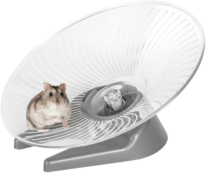 Hamster Wheel Saucer Silent Spinner/Quiet Exercise Flying Runner for Dwarf Hamster/Gerbil Rat/Hermit Crab Small Cage