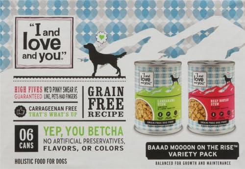 I and love and you Wet Dog Food - Baad Mooon On The Rise Variety Pack - Beef + Lamb, Grain Free, Filler Free 13oz can, 6pk